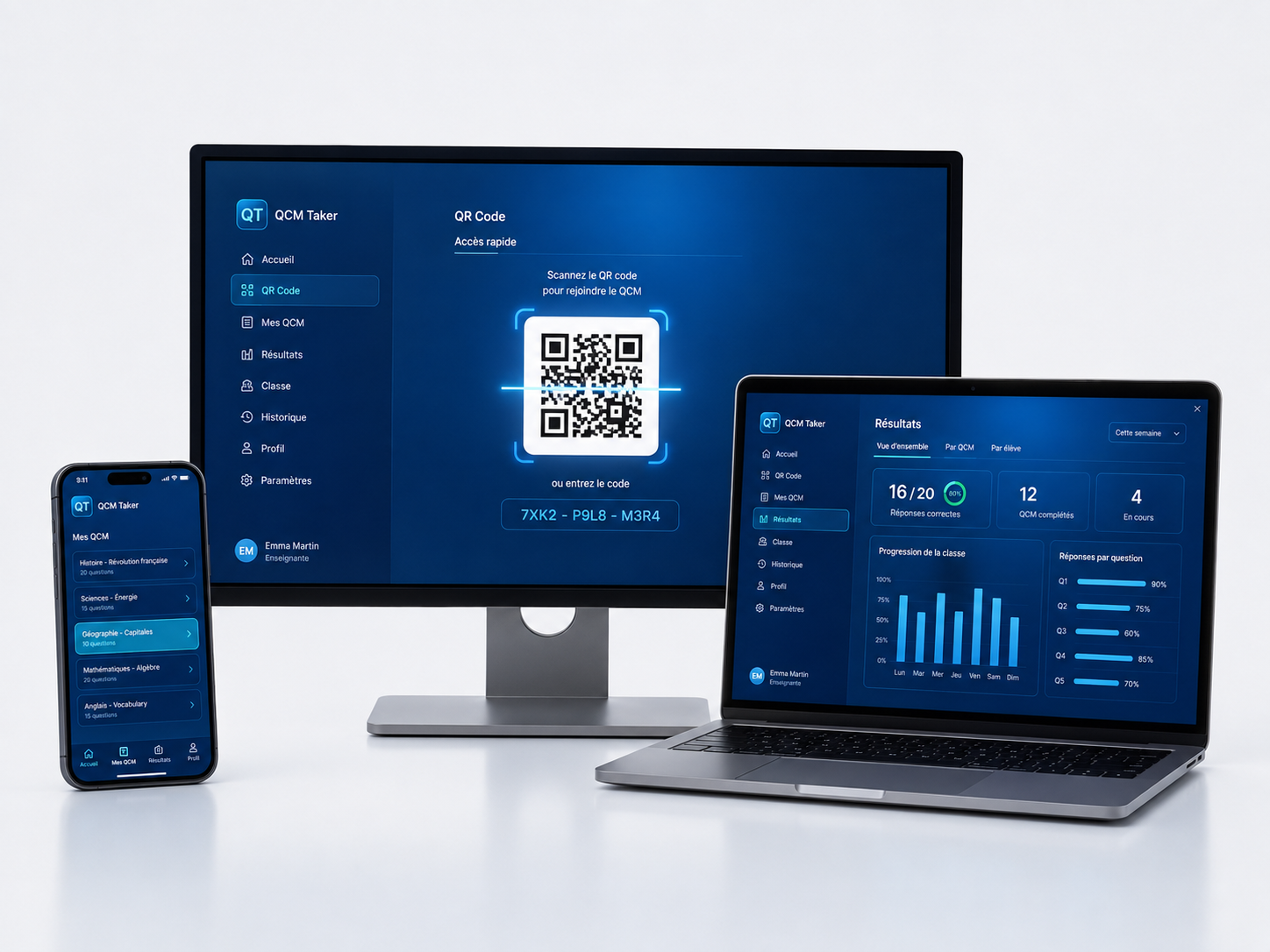 QCM Taker — réponse sur mobile