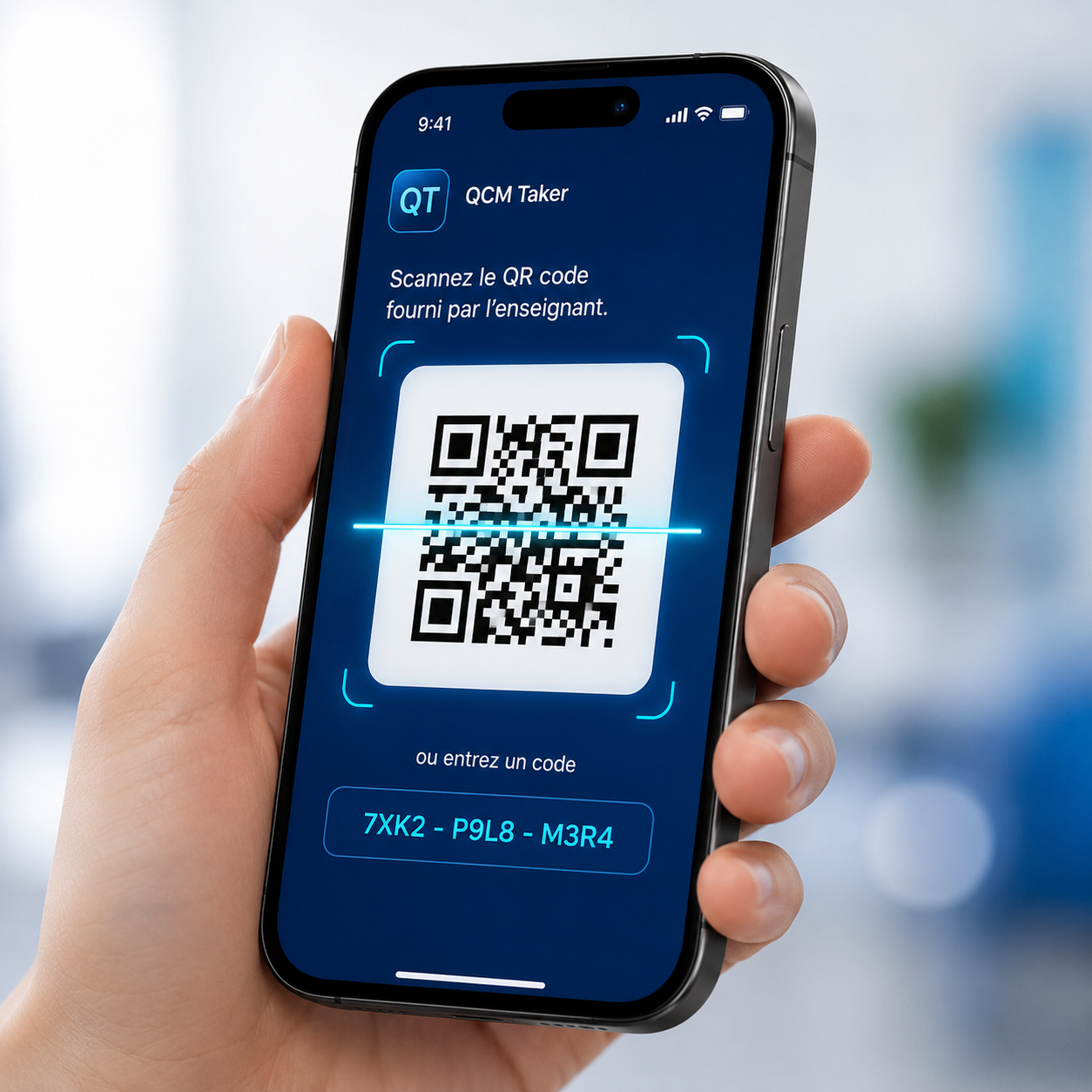 Ecran de scan QR QCM Taker